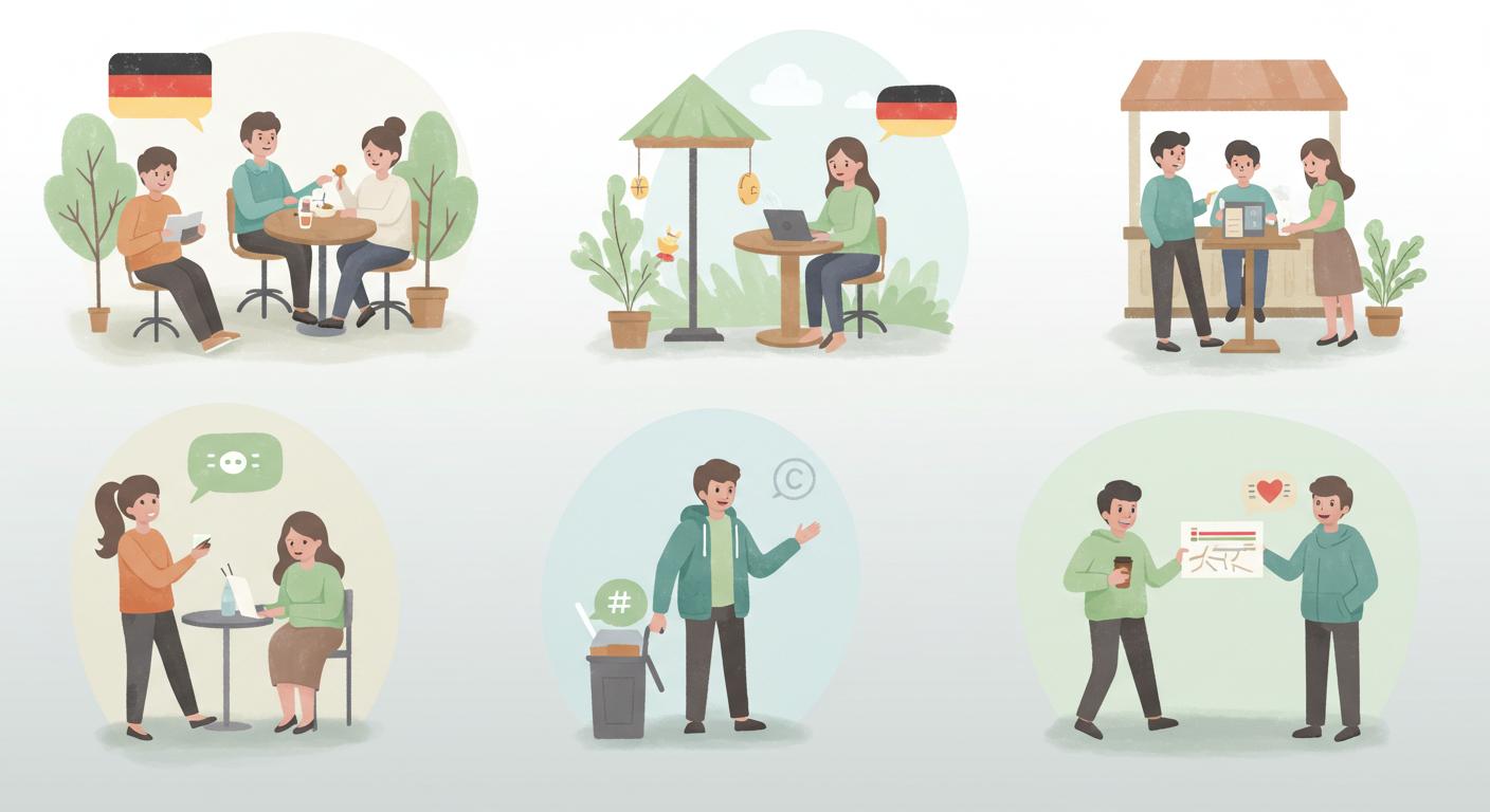 أشهر العبارات الألمانية للمواقف اليومية مع طريقة النطق بالعربية